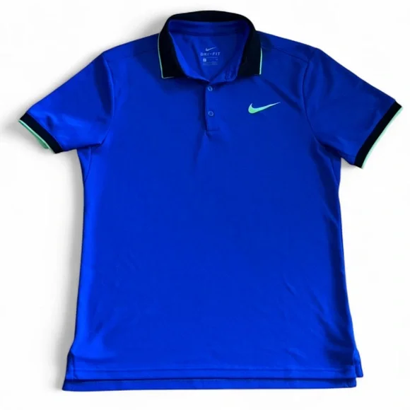 Nike Men's Vibrant Blue Polo with Neon Accents - Picture 3 of 7